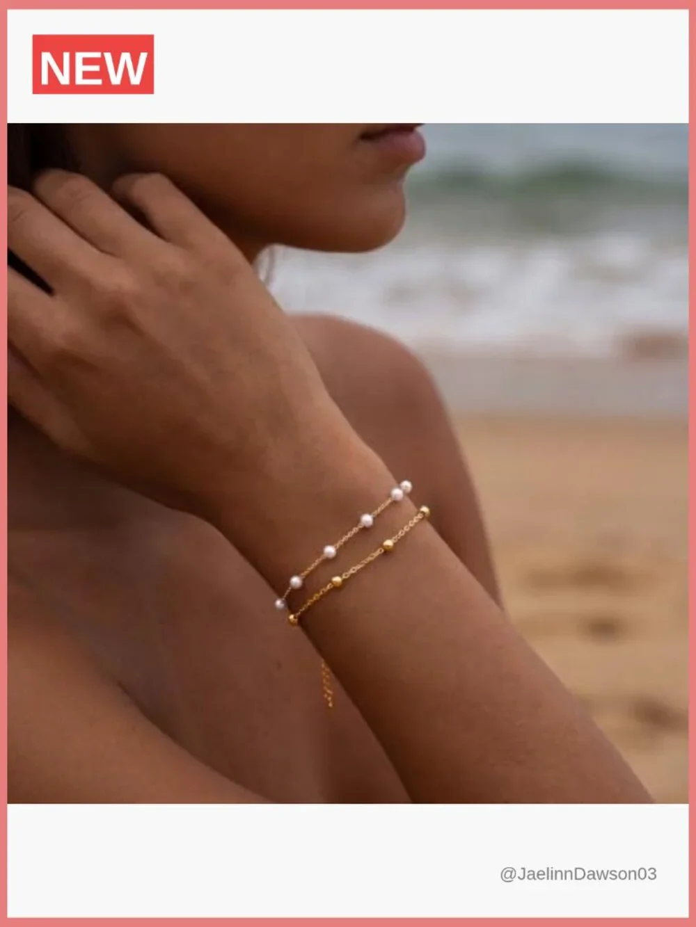 14K Gold Plated Pearl Bracelets Set Dainty Stackable Chain Bracelet for Women